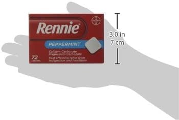 Rennie Antacids, Peppermint Flavour Heartburn Relief and Indigestion Tablets, Fast and Effective Relief for Acid Reflux, 1 Pack of 72 Tablets
