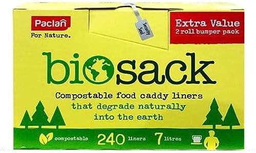BioSack Paclan BioSack Compostable Food Caddy Liners Kitchen Waste Rolls, 2 kg