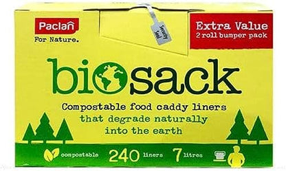 BioSack Paclan BioSack Compostable Food Caddy Liners Kitchen Waste Rolls, 2 kg