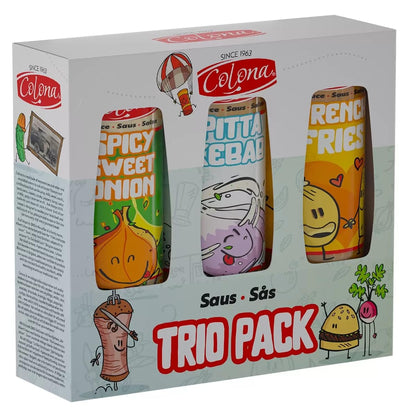 Colona Sauce Trio Pack, Spicy Sweet Onion, Pitta Kebab and French Fries Flavours