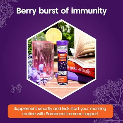 Sambucol Natural Black Elderberry Immuno Forte Effervescent Tablets | Vitamin C | Zinc | Immune System Supplement | 15 Tablets
