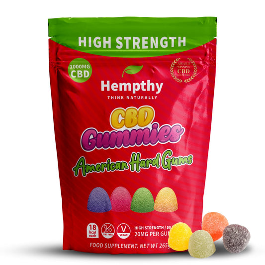 Hempthy CBD Gummies High Strength 1000mg CBD Edibles for, THC-Free, High Strength CBD Gummy for for Adults (American Hard Gums)