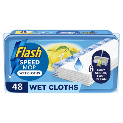 Flash Speedmop Wet Floor Cleaning Wipes, 96 Cloths (24x4), Antibac Lemon Multi-Surface, Trap & Lock Daily Dirt, Grease & Grime Without Getting Down On Your Knees ( Package may vary)