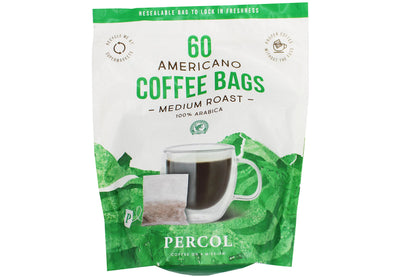 Percol Americano Medium Roast Coffee Bags 60 x 8g 100% Arabica Ready To Drink