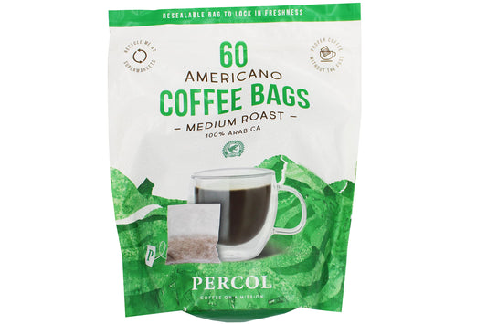 Percol Americano Medium Roast Coffee Bags 60 x 8g 100% Arabica Ready To Drink