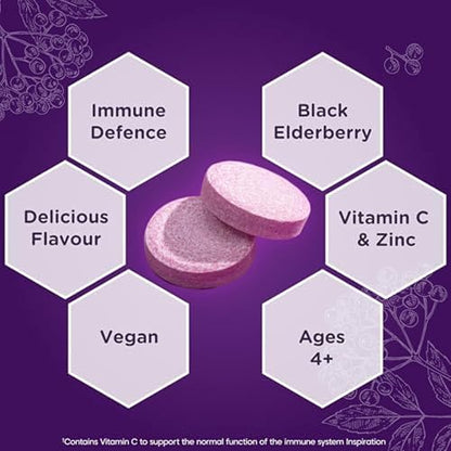 Sambucol Natural Black Elderberry Immuno Forte Effervescent Tablets | Vitamin C | Zinc | Immune System Supplement | 15 Tablets