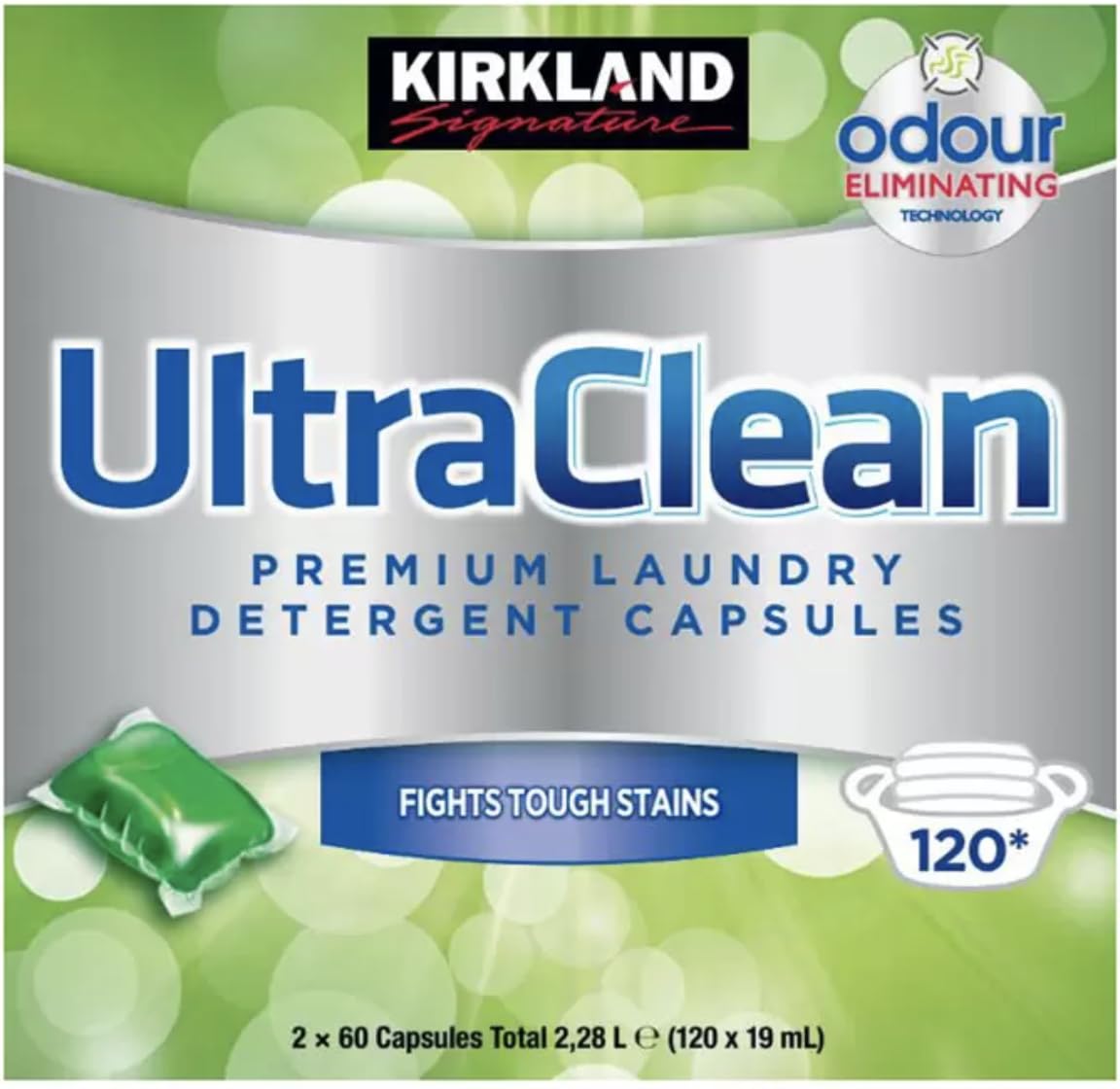 Kirkland Signature Ultra Clean Laundry Bio Detergent, 2 x 60 Pack