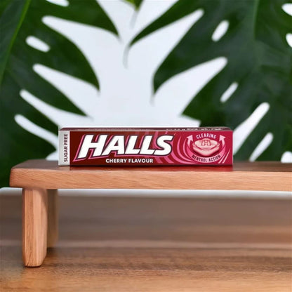 Halls Sugar Free Cherry Mentho-Lyptus Throat Lozenges Stick 32 g (Pack of 20)
