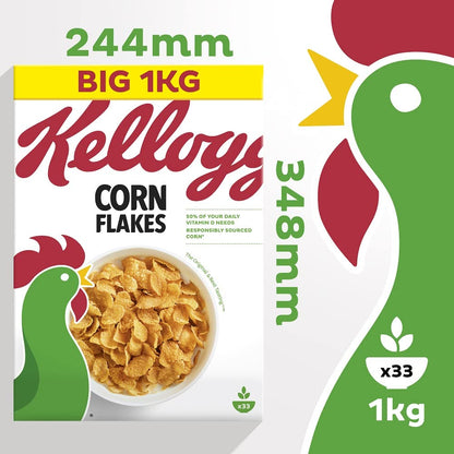 Kellogg's Corn Flakes Breakfast Cereal Big Boxes, 6x1 kg