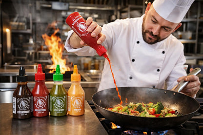 Flying Goose Mixed Pack Sriracha Sauce Set, 6 x 200ml, Black Pepper, Extra Garlic, Green Chilli, Super Hot, Mayo, Original