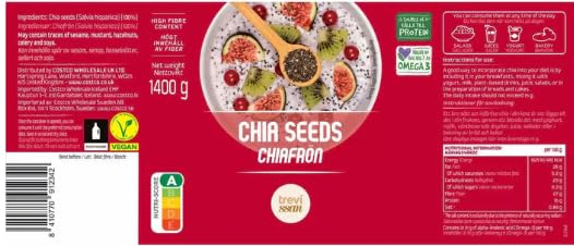 Chia Seeds, Premium Raw Black, 1400g, Non-GMO Superfood, Gluten Free