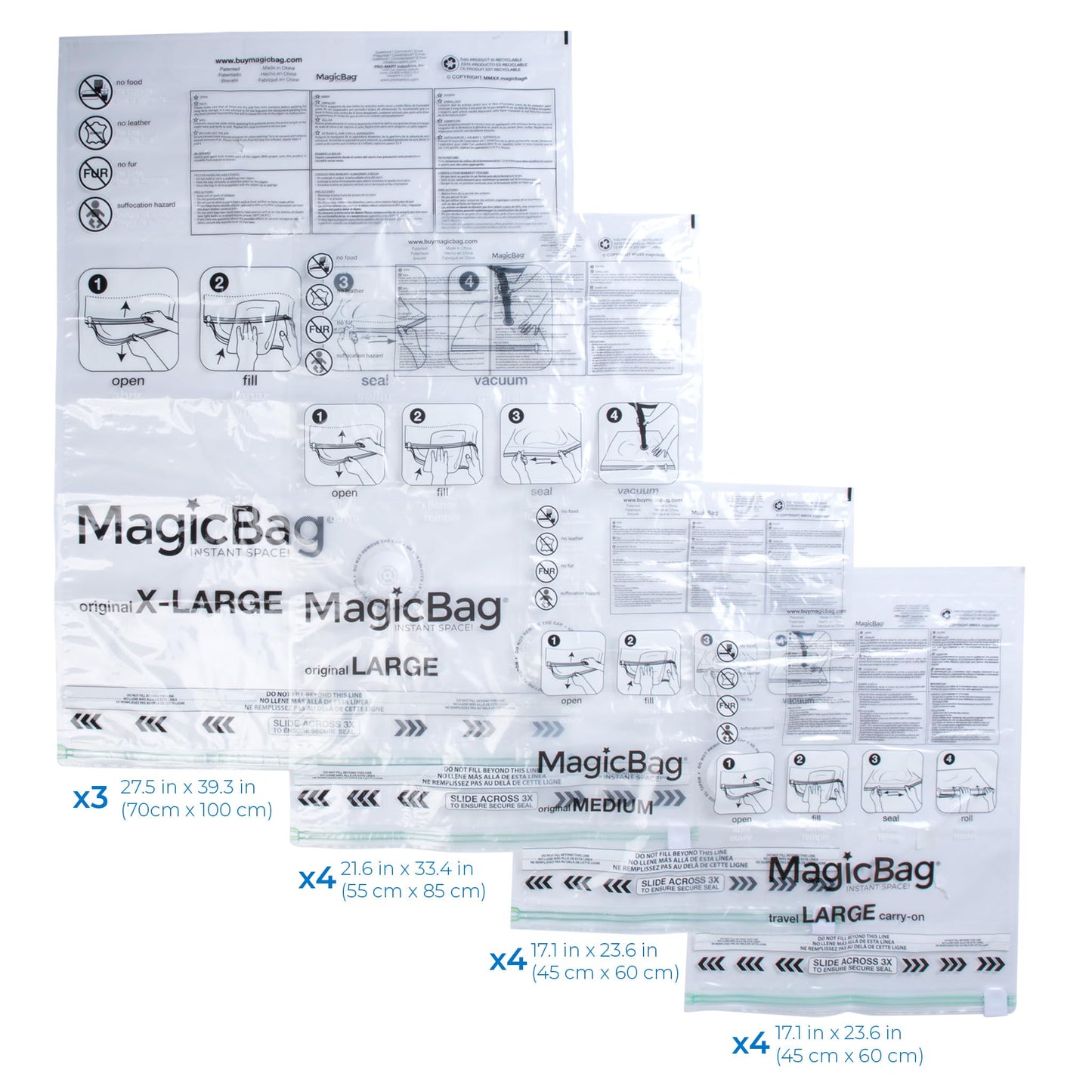 Magicbag 15 Pack Magic Bag Space Bag 4 Size Storage Bags