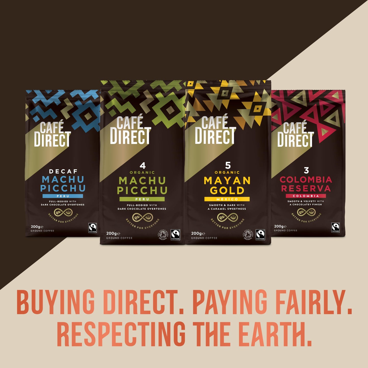 Cafédirect Fairtrade Machu Picchu Whole Bean Arabica Coffee, 200 g (Pack of 6)