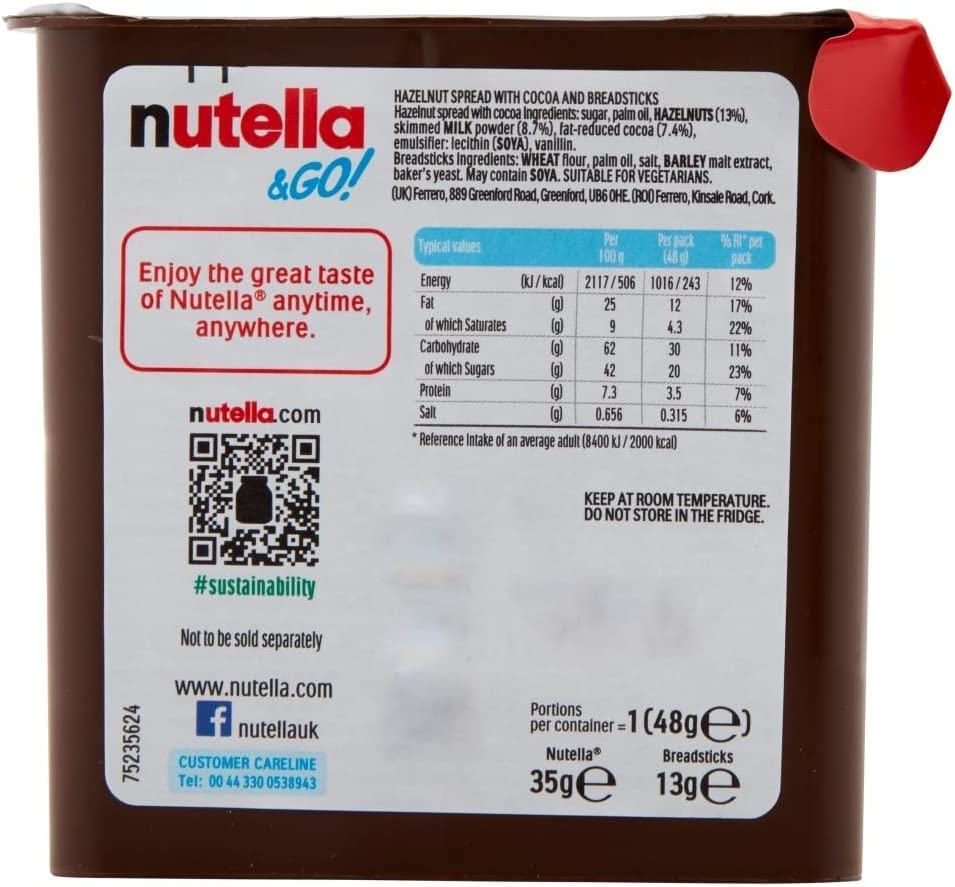 Nutella &Go! Chocolate Spread and Hazelnut