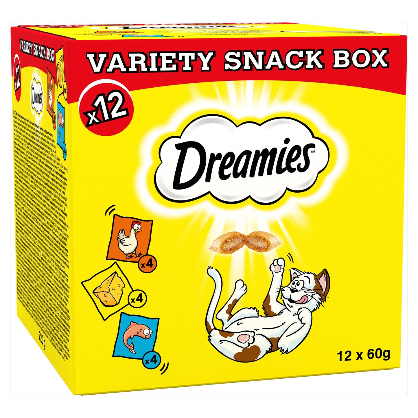 Cat Treats Variety Pack - Chicken, Salmon Flavour & Cheese, Pack of 12 (12 x 60 g)