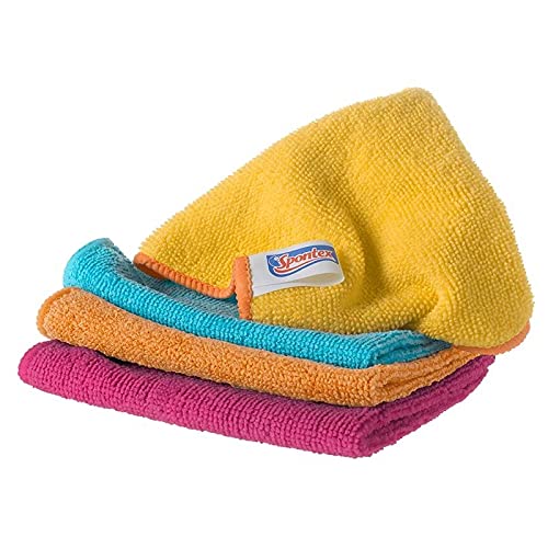 Spontex Microfibre Multi-Purpose Cloths - Pack of 8 x 3, Multi Colours