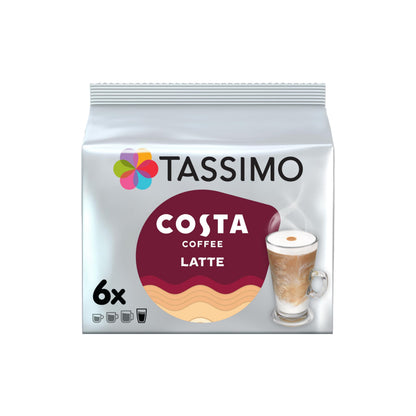 Tassimo Costa Latte Coffee Pods - 10 Packs (Total 80 Costa Coffee Latte Drinks)