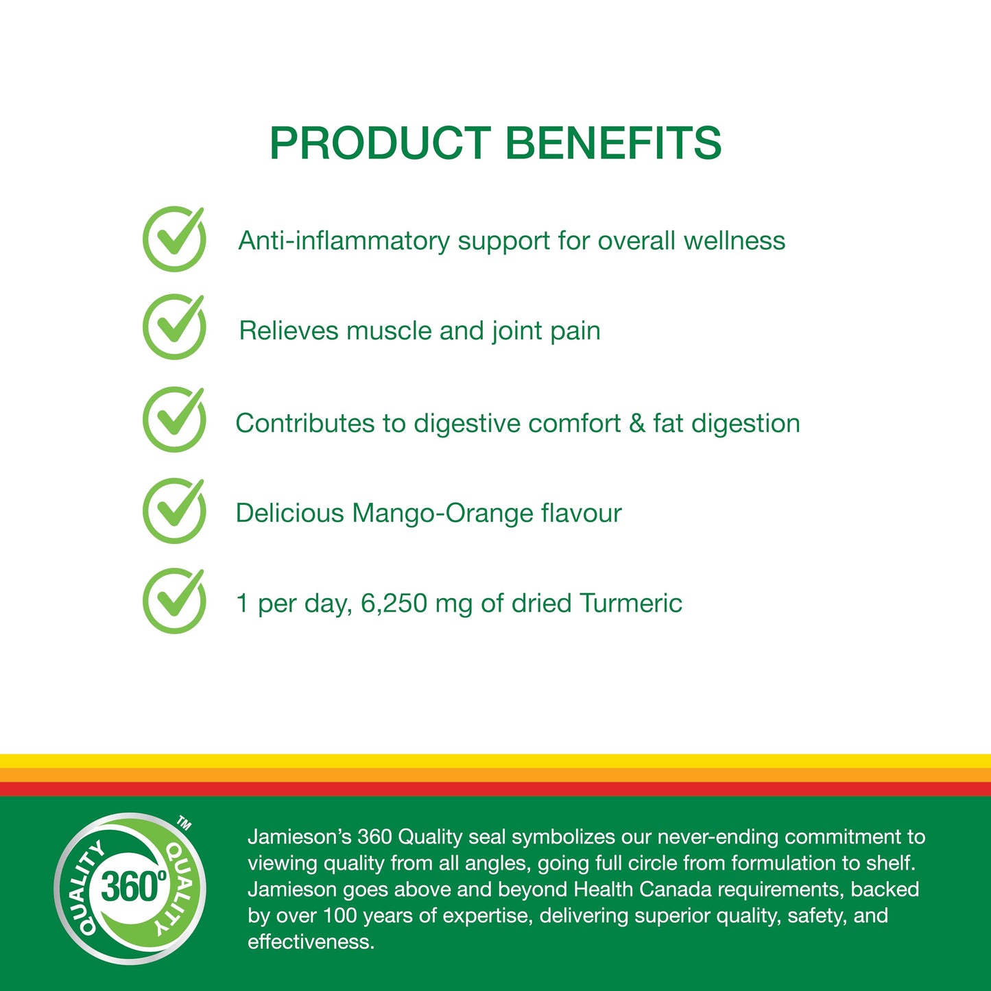 Jamieson Turmeric Gummies Mango Orange Flavour, High Potency Curcumin Provides Natural Joint Pain Relief and Anti-Inflammatory. Vegetarian, Gluten Free, Lactose Free. 60 Gummies