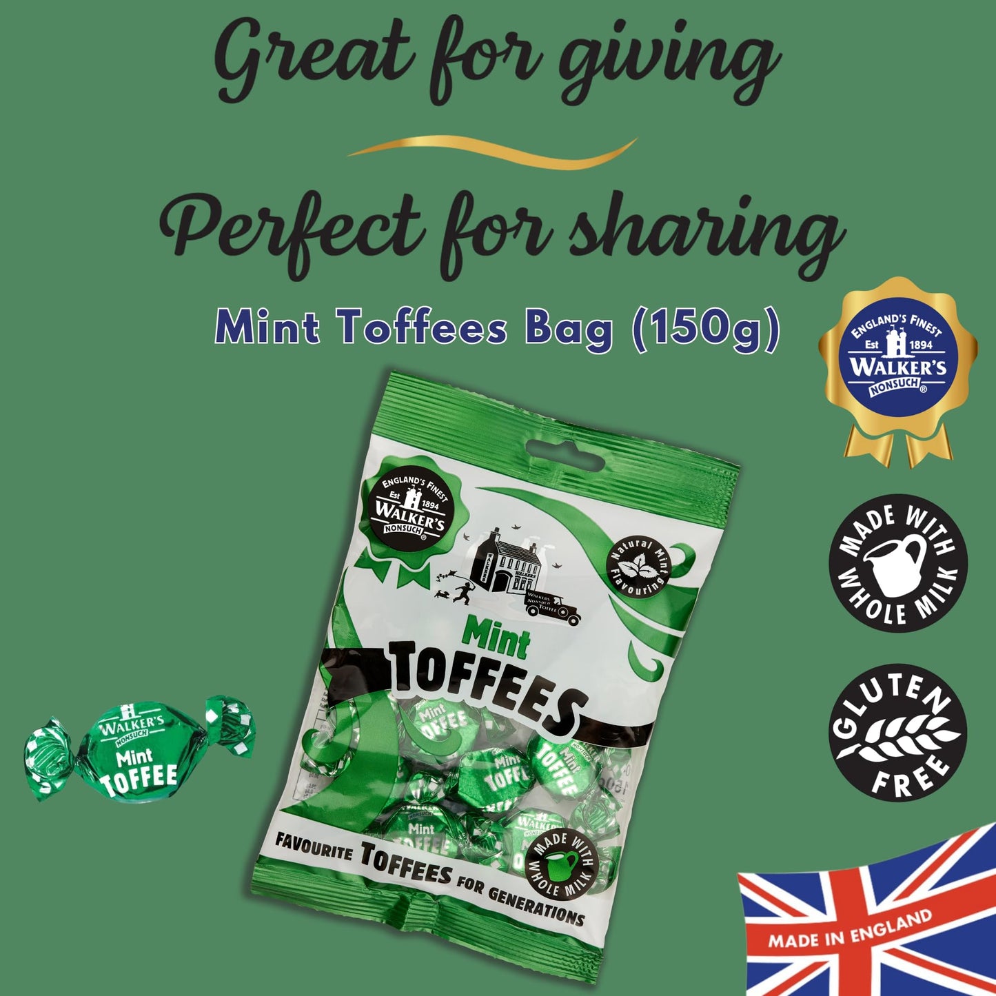 Walker's Nonsuch Mint Toffees 150g Bag (Pack Of 3) New by Walker's Nonsuch