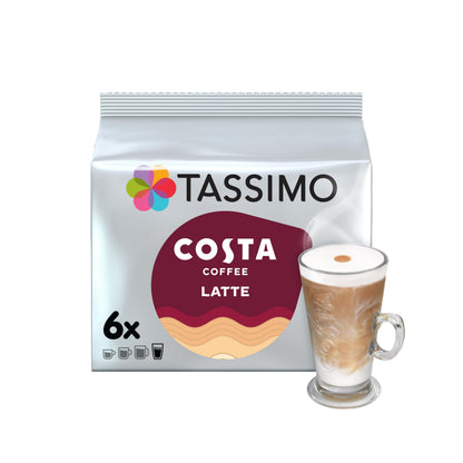 Tassimo Costa Latte Coffee Pods - 10 Packs (Total 80 Costa Coffee Latte Drinks)