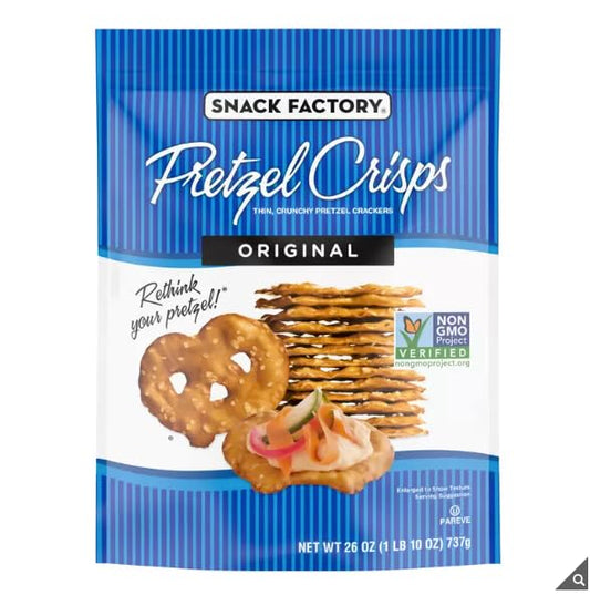 Snack Factory Pretzel Crisps Original, Snack Factory Pretzel Crisps Original Knots Thin Crunchy Cracker Snack Pack, 737g