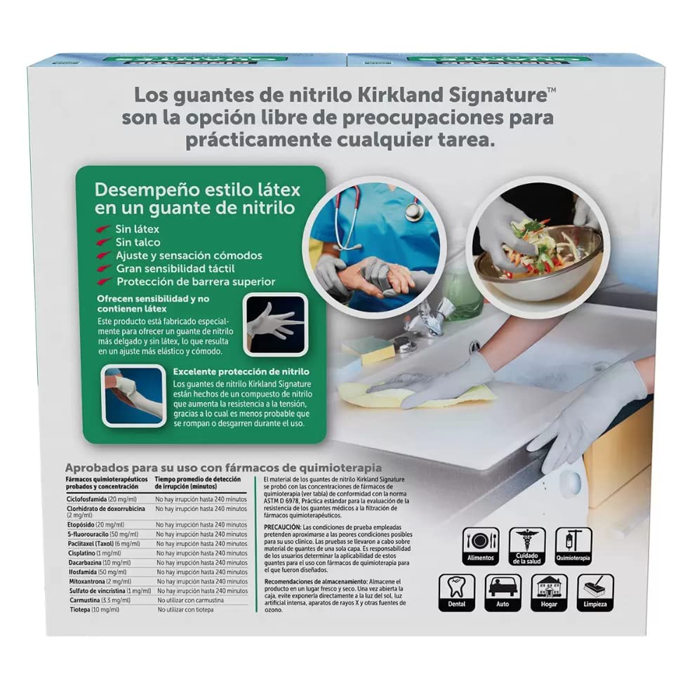 Kirkland Signature Nitrile Gloves, Box of 200, Medium for Health Care, Food Service, Home other uses.