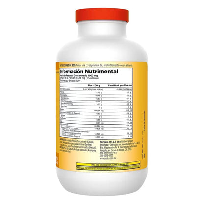 Kirkland Signature Natural Fish Oil Concentrate With Omega-3 Fatty Acids, 400 Softgels, 1000Mg