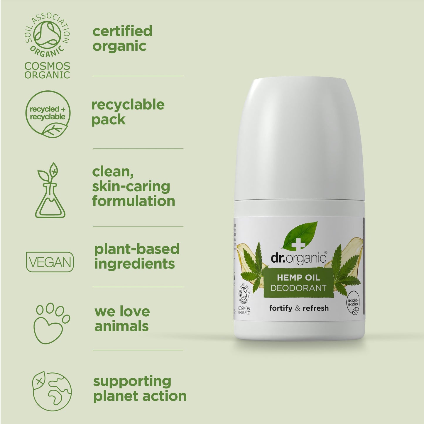 Dr Organic Manuka Honey Deodorant, Aluminium Free, Mens, Womens, Natural, Vegetarian, Cruelty-Free, Paraben & SLS-Free, Organic, 50ml, Packaging may vary