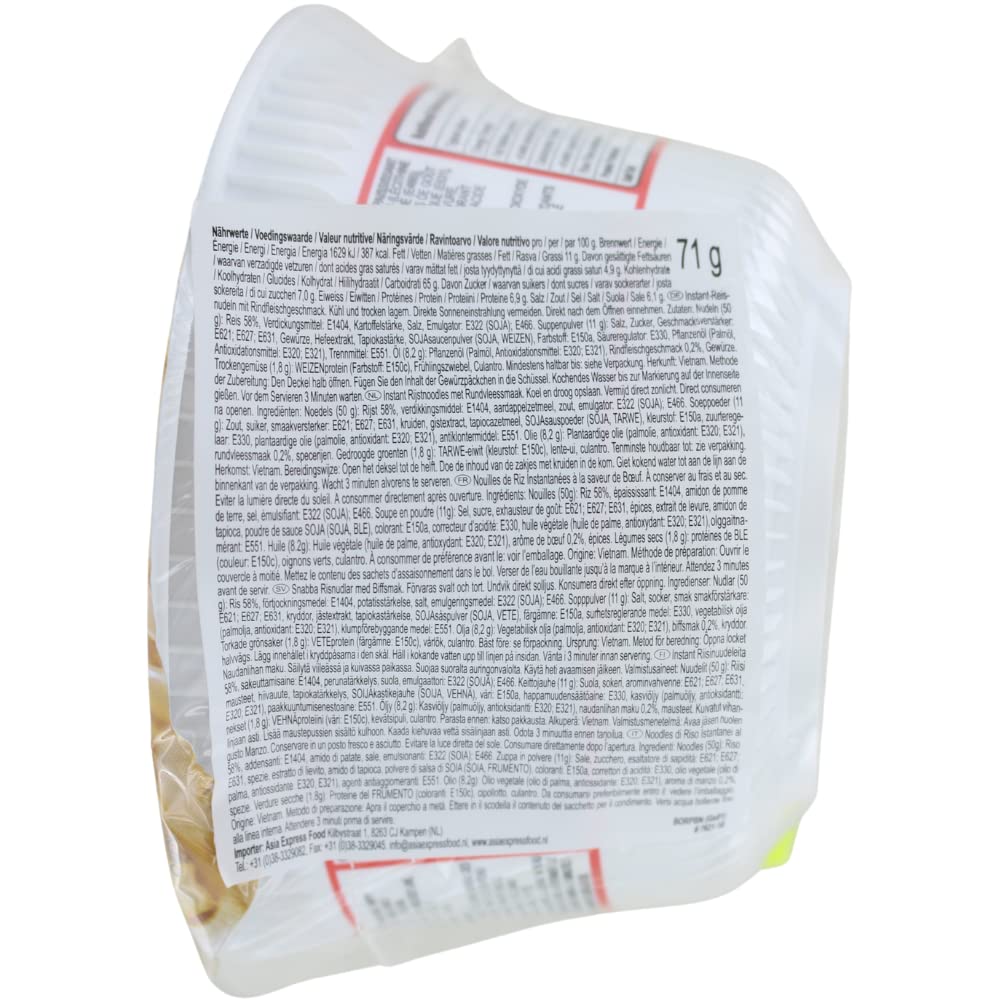 ACECOOK Oh Ricey Instant Rice Noodle Beef Bowl, 70 g - Pack of 12