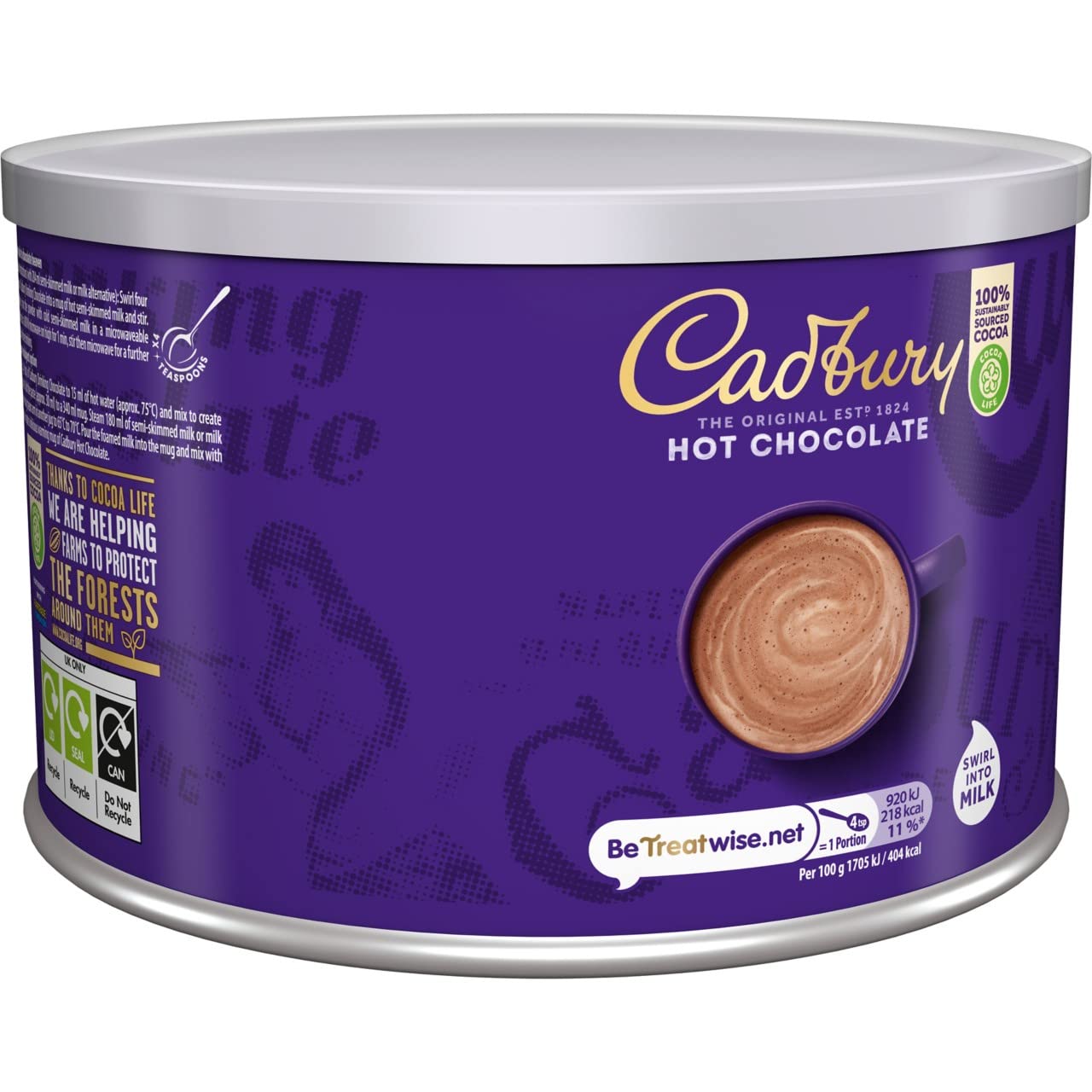 Cadbury Drinking Chocolate, OFFICIAL, Fair Trade Cocoa for Swirling into Hot Milk, 25% Cocoa Solids Minimum, 3 x 1 Kg