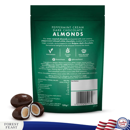 Forest Feast Peppermint Cream Dark Chocolate Almonds, 120g