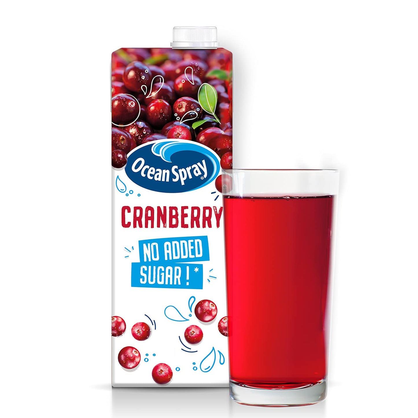 Ocean Spray Classic Cranberry Juice with No Added Sugar, 1L Carton (12-Pack)