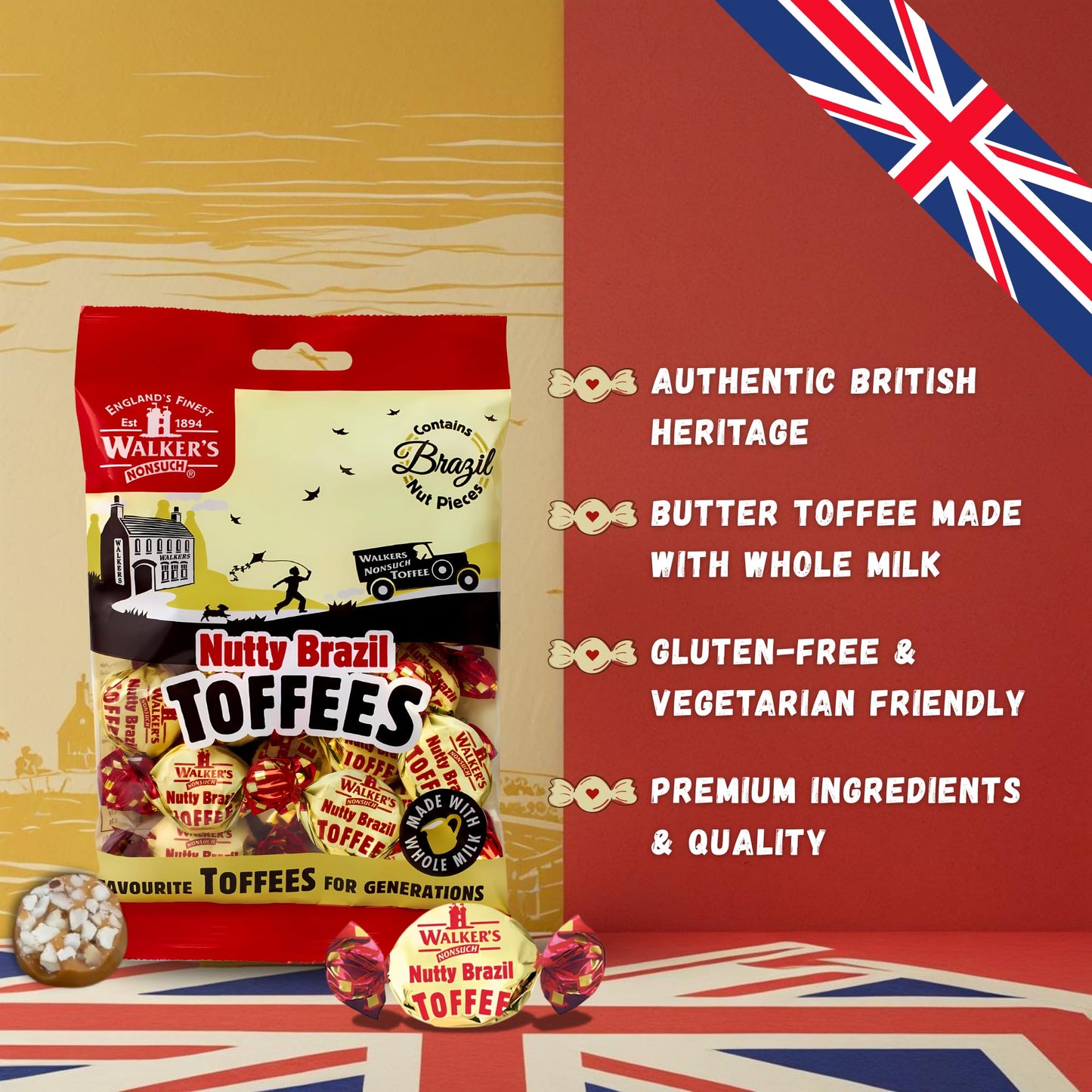 Walkers Nonsuch Nutty Brazil Toffees 150g
