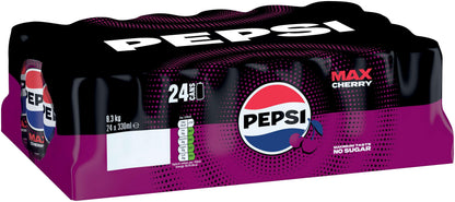 Pepsi Max Cherry No Sugar Cola Cans 24 x 330ml