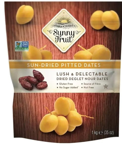 Sunny Fruit Pitted Dates, 1kg – Premium Sun-Dried Dates, Soft & Chewy, Naturally Sweet, No Added Sugar, High in Fibre and Essential Nutrients, Perfect for Snacking, Baking, and Smoothies