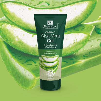 Aloe Pura Organic Aloe Vera Gel, Natural, Vegan, Cruelty Free, Paraben and SLS Free, Cooling, Soothing, 200 ml
