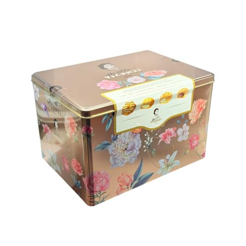 Vicenzi Matilde ROMA Italian Biscuit Assortment 907g Tin, Biscuits Gift Tin Set, Biscuits on Christmas, Milk & Chocolate Cream Puff Pastry, Shortbread Cookies with Snackify Nutri Book