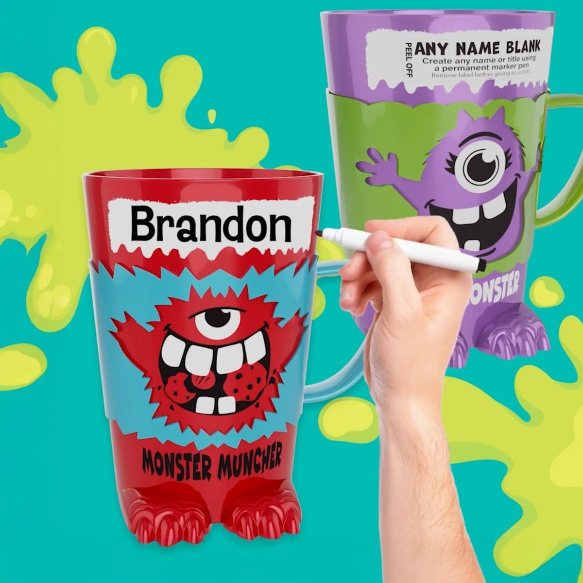 Personalised Monster Mug – Pre Personalised with Popular Names Funny Monster Shaped - Unique Gift for Birthdays, Halloween, or Christmas