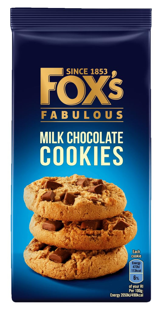 Fox's Fabulous Cookies - 4x 180g Milk Chocolate Choc Chunk & 4x Triple Chocolate