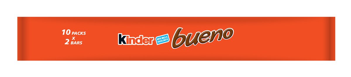 Kinder Bueno Wafer Twin Bars, Bulk Chocolate Gift Pack, Milk Chocolate Covered Wafer with Milky and Hazelnut Filling, Pack of 30 x 2 (60pcs)