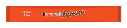 Kinder Bueno Wafer Twin Bars, Bulk Chocolate Gift Pack, Milk Chocolate Covered Wafer with Milky and Hazelnut Filling, Pack of 30 x 2 (60pcs)