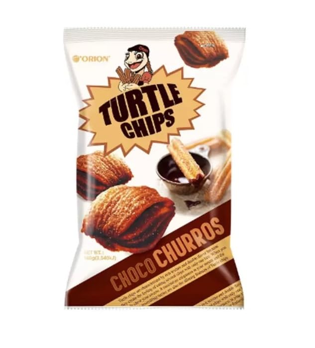 Turtle Chips Choco Churros, Chocolate and Cinnamon Flavour, 481g, Korean Snack