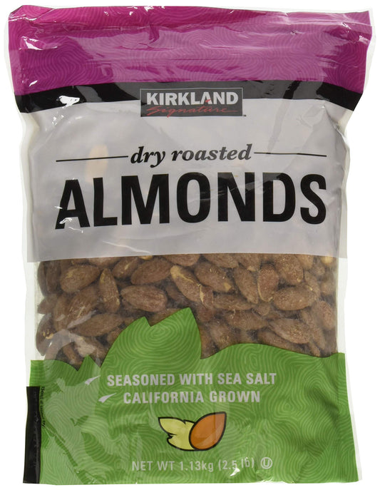 Kirkland Signature Dry Roasted Almonds Seasoned with Sea Salt: 2 Bags of 2.5 Lb