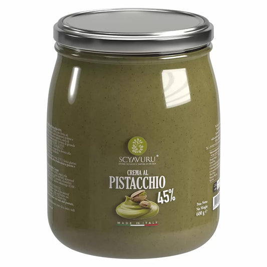 Scyavuru Pistachio Cream Spread 600g – Authentic Sicilian Pistachio Spread – Smooth & Velvety – Ideal for Toast, Desserts & Baking – Gluten Free