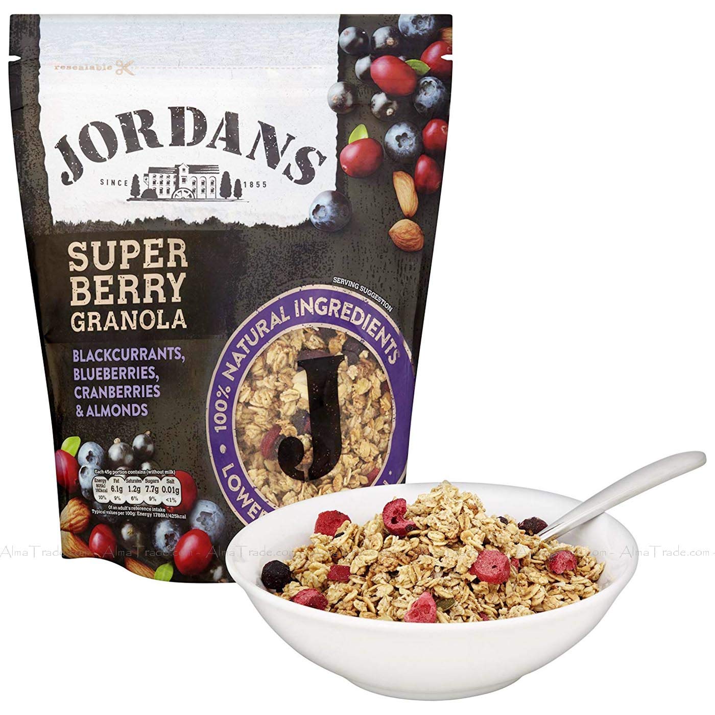 Jordans Granola Super Berry, Breakfast Cereal, High Fibre, 4 Packs of 1.5kg