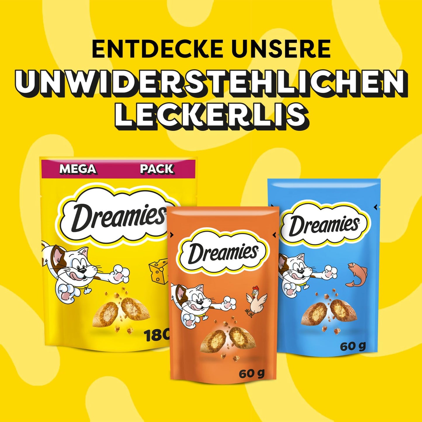 DREAMIES - Tempting Cat Treats - 8 x 60 g - Beef - Multipack Biscuits - 8 Pouches