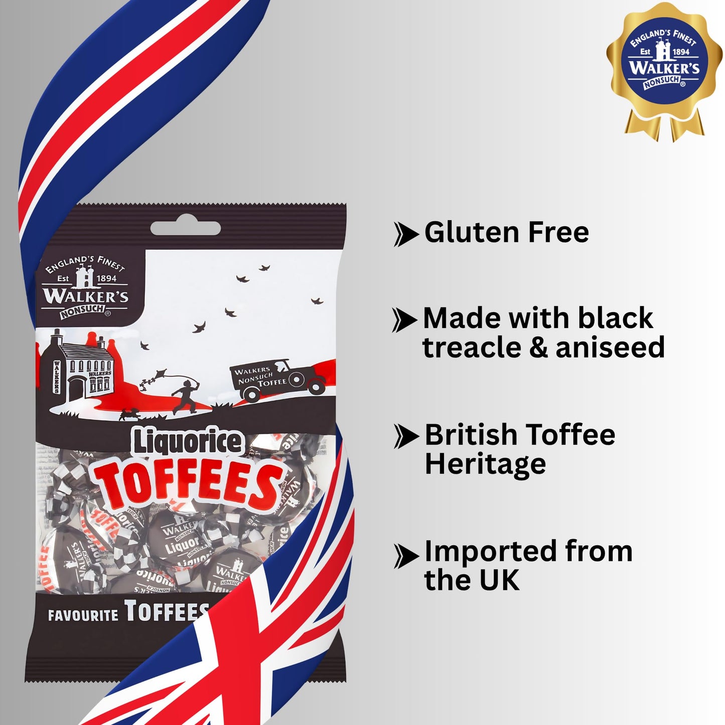 Walkers 12 X Liquorice Toffees (150g)
