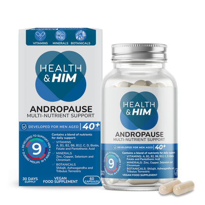 Health & Him Andropause Supplements for Men – Multivitamin Support, Vegan & Gluten Free