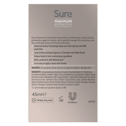 Sure Maximum Protection Stress Control Anti-perspirant Cream Stick 45 ml