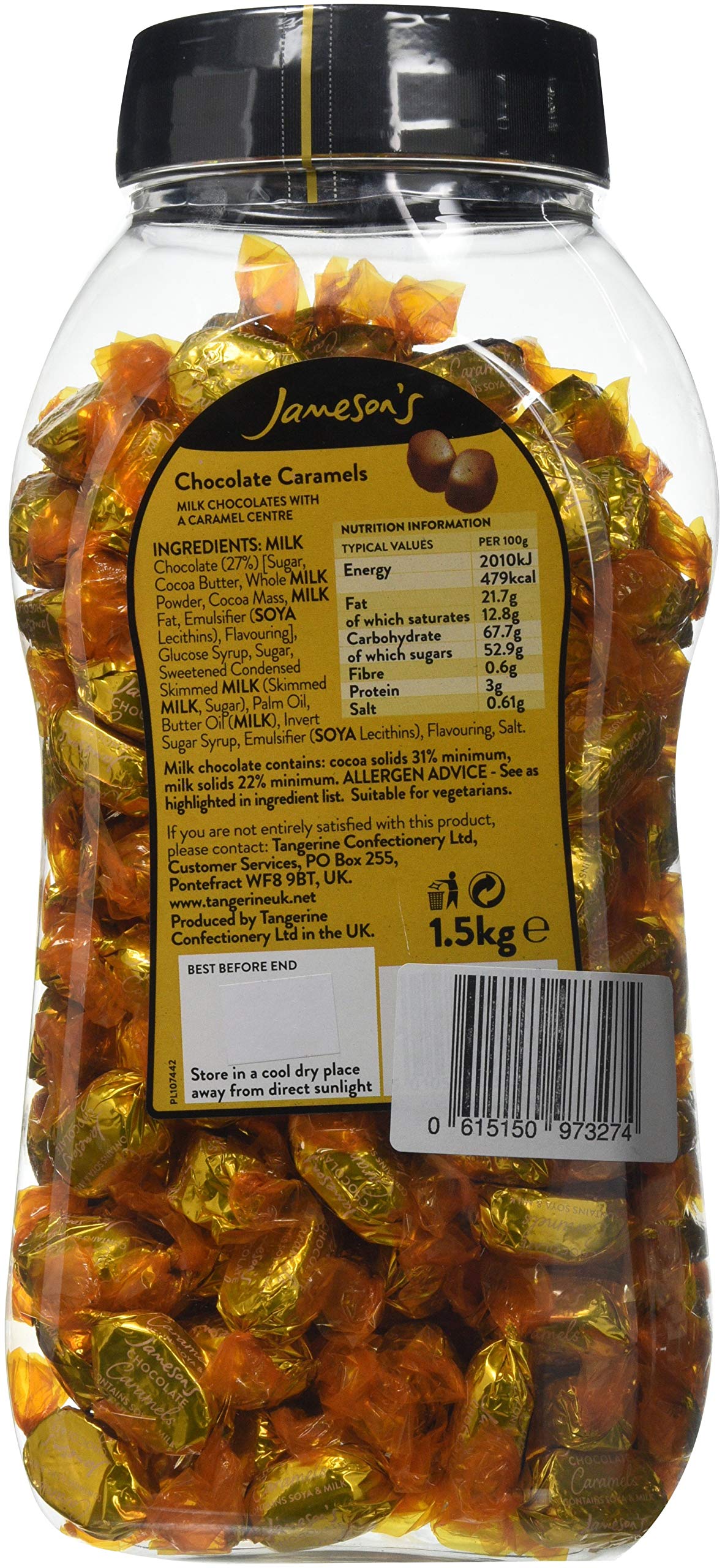 Jameson's Caramels - Premium Quality Caramels Covered in Milk Chocolate 1.5kg Jar